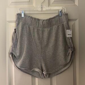 NWT Free People Movement Terry Sweat Shorts W/ Side Ties, Heather Gray, M